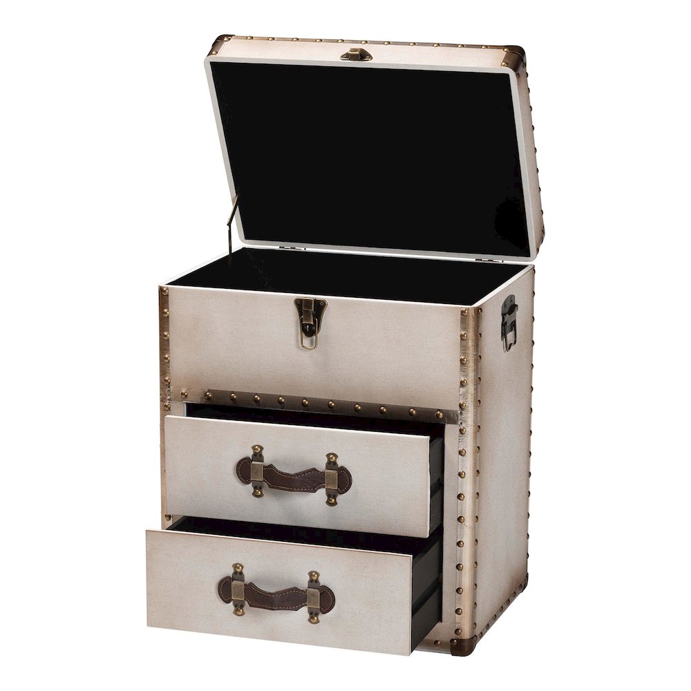 Studio Agatha Vintage Coffee Canvas 2-Drawer Storage Trunk. Picture 2