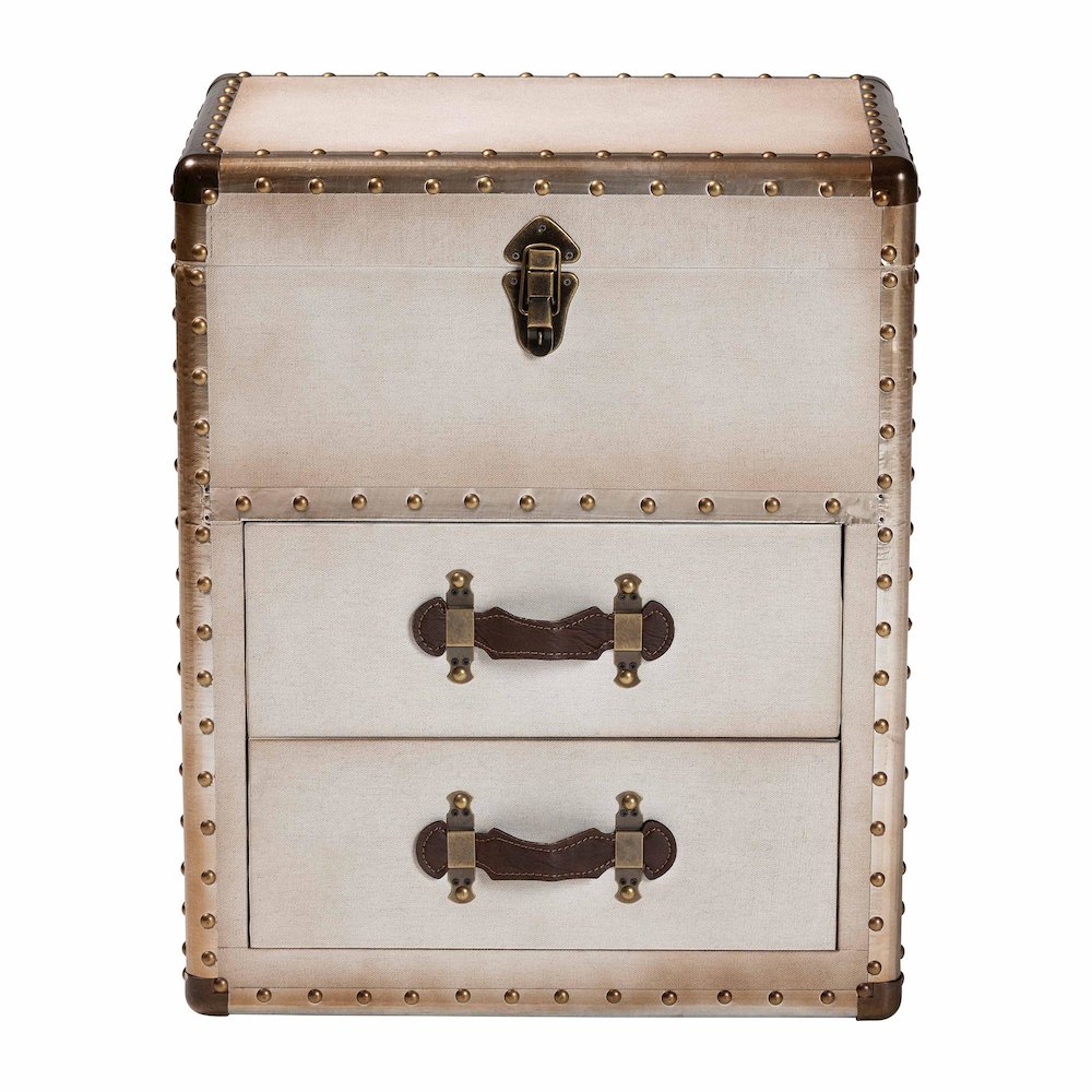 Studio Agatha Vintage Coffee Canvas 2-Drawer Storage Trunk. Picture 3