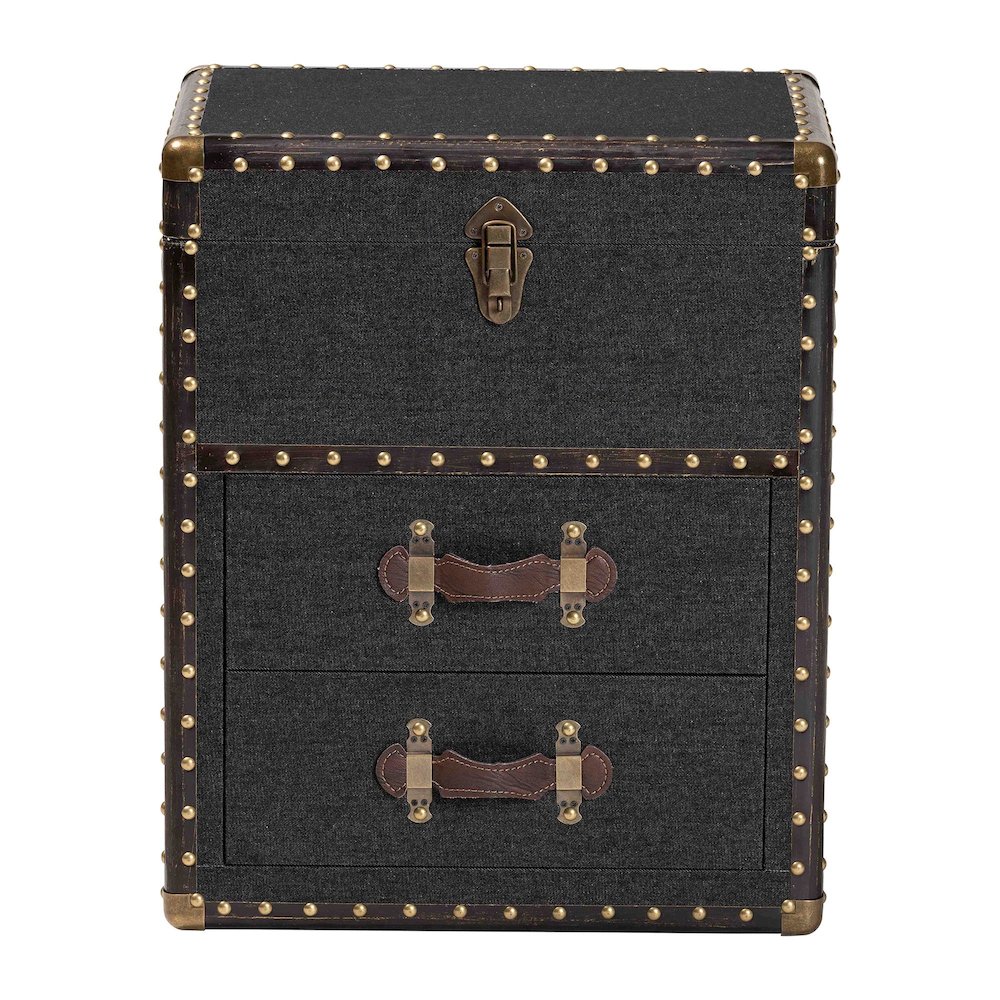 Studio Agatha Vintage Black Canvas 2-Drawer Storage Trunk. Picture 3