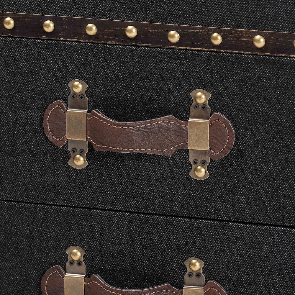 Studio Agatha Vintage Black Canvas 2-Drawer Storage Trunk. Picture 6