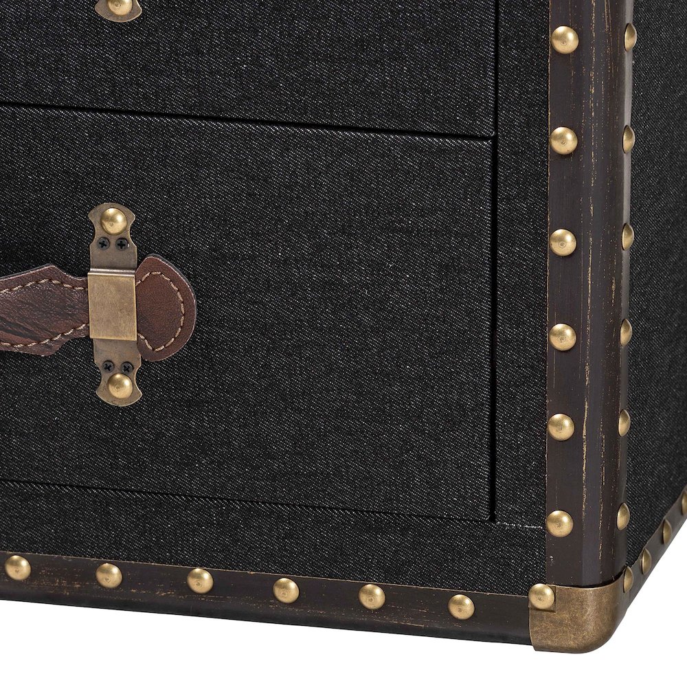 Studio Agatha Vintage Black Canvas 2-Drawer Storage Trunk. Picture 7