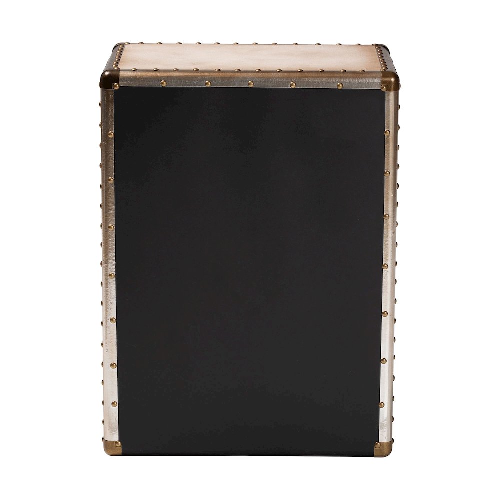 Studio Jaelyn Vintage Coffee Canvas 4-Drawer End Table. Picture 5