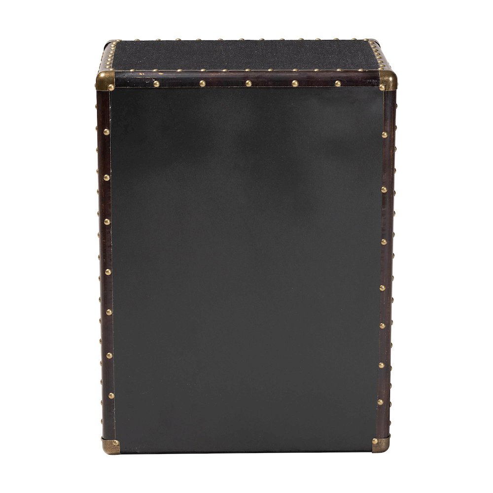 Studio Jaelyn Vintage Black Canvas 4-Drawer End Table. Picture 5