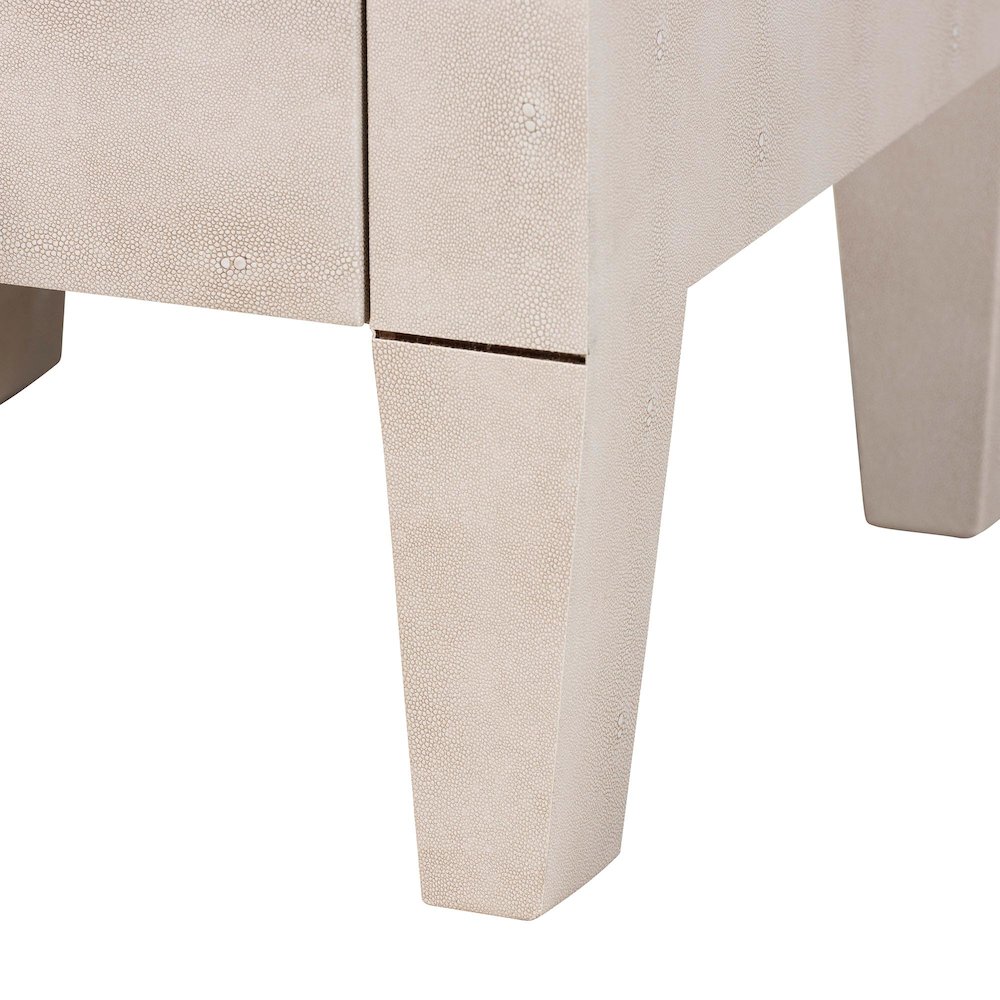 Leyna Modern Beige Faux Shagreen 3-Drawer End Table. Picture 7