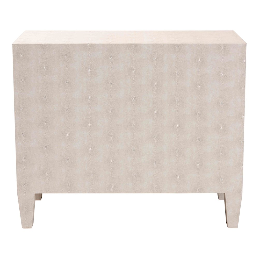 Leyna Modern Beige Faux Shagreen 3-Drawer Storage Cabinet. Picture 5