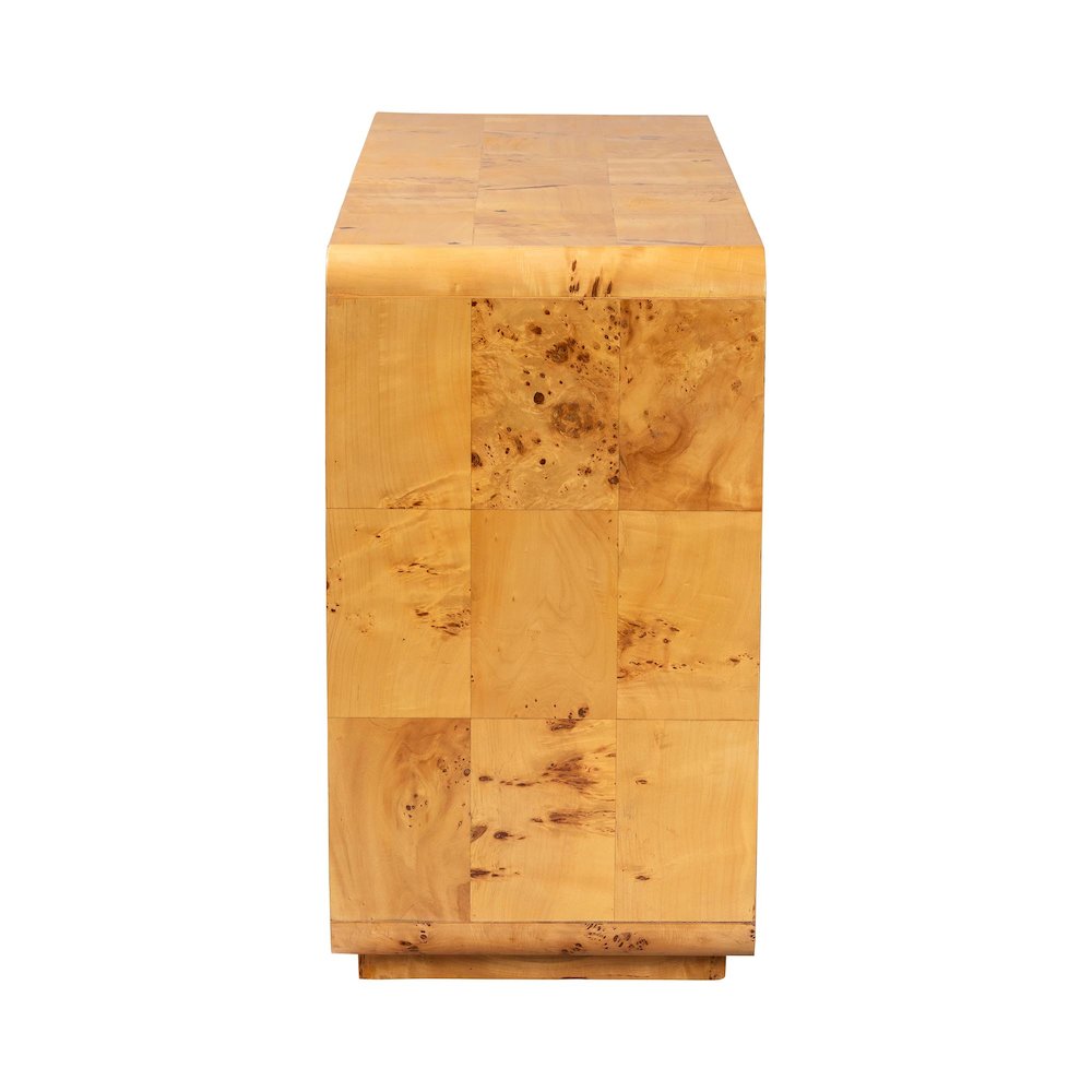 Netra Modern and  Natural Real Burl Wood 6-Drawer Dresser. Picture 4