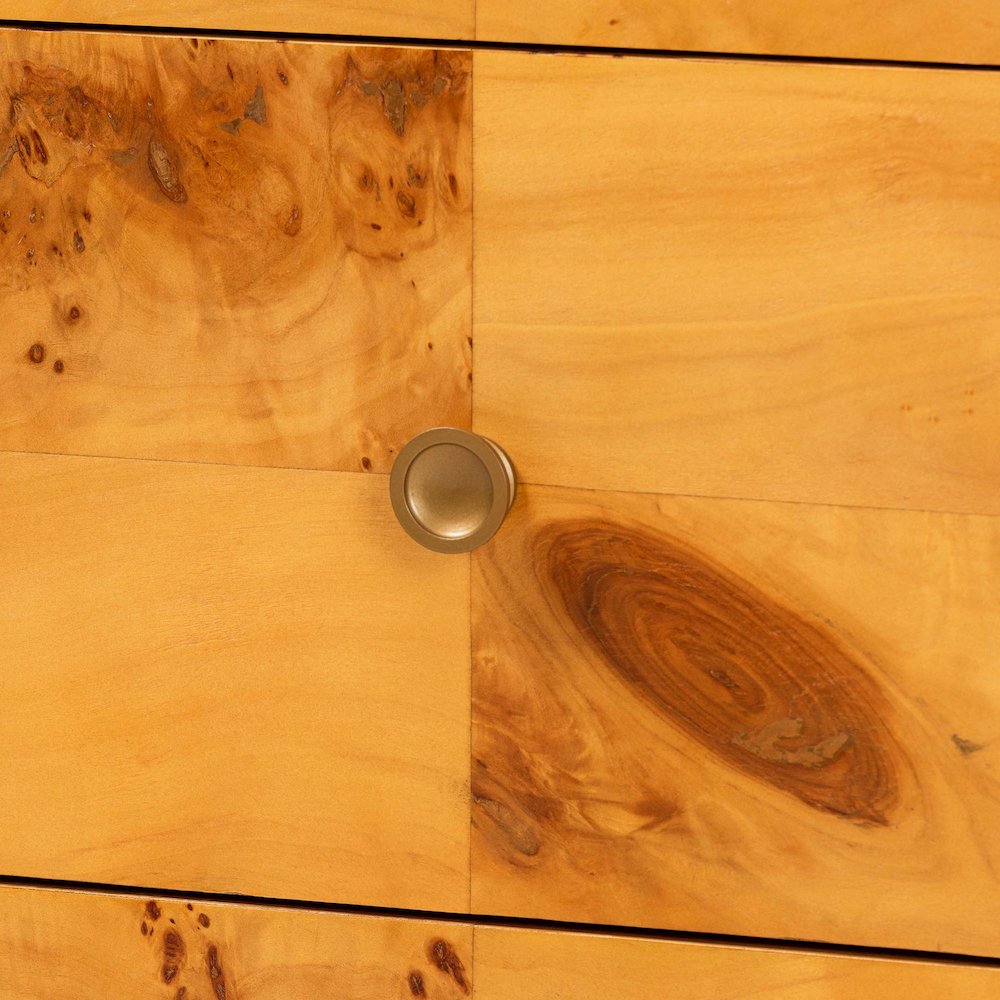 Netra Modern and  Natural Real Burl Wood 6-Drawer Dresser. Picture 6