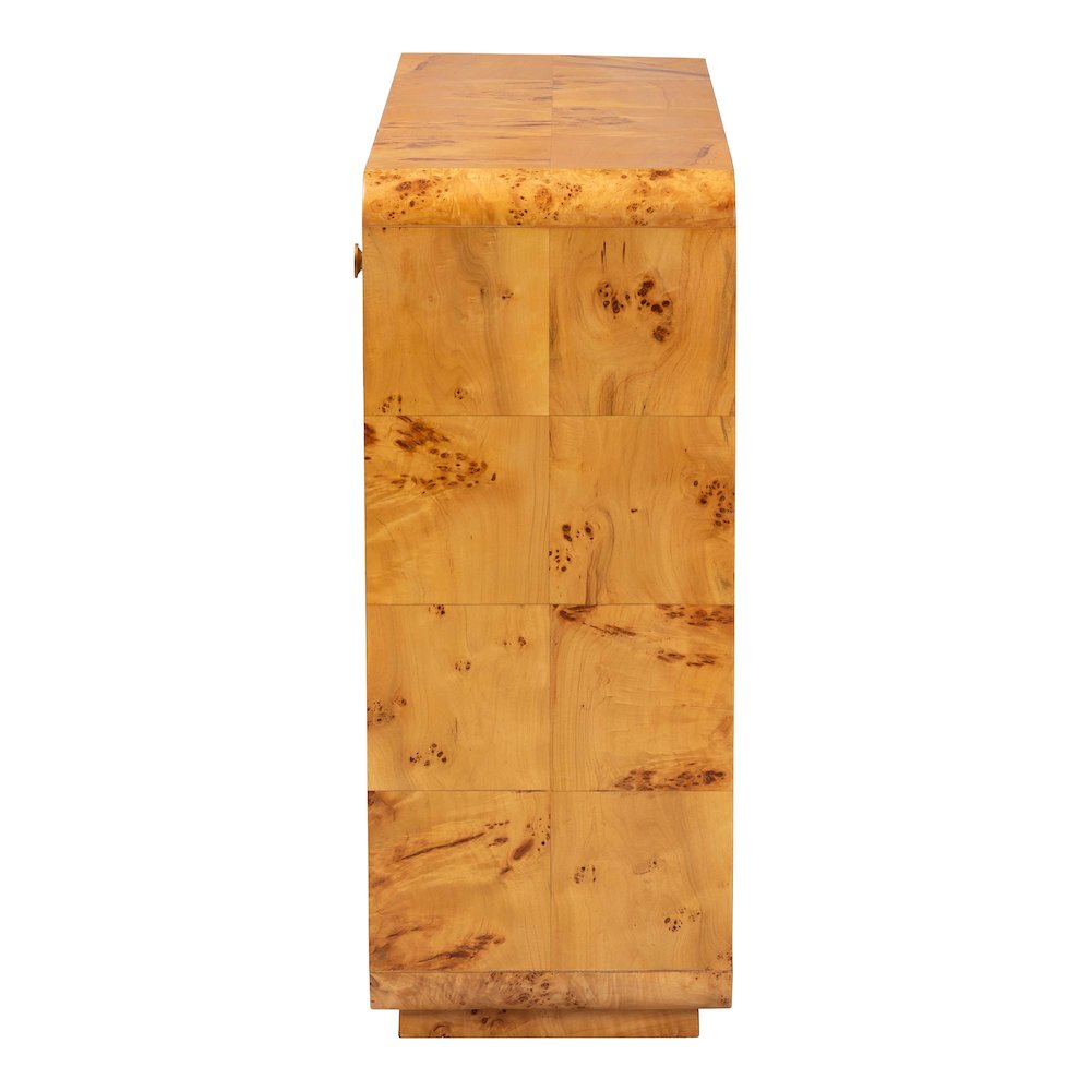 Netra Modern and  Natural Real Burl Wood Console Table. Picture 4