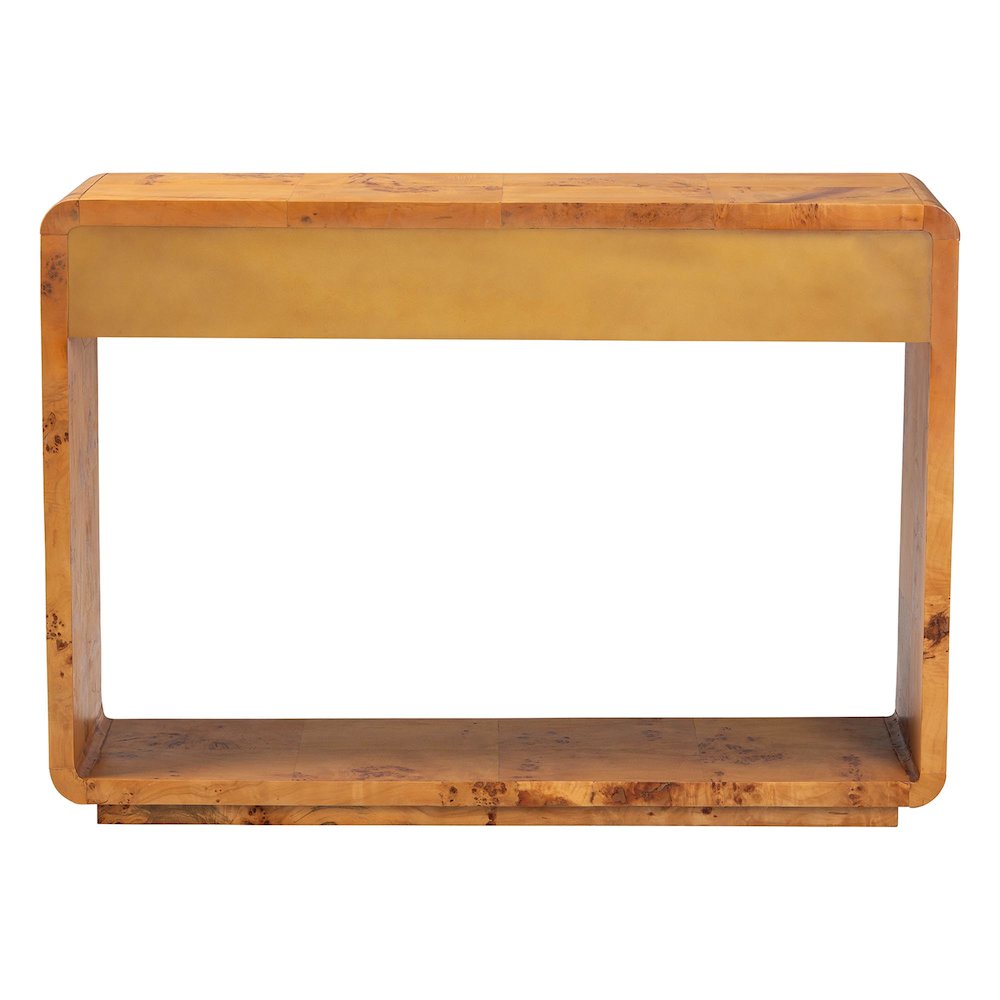 Netra Modern and  Natural Real Burl Wood Console Table. Picture 5