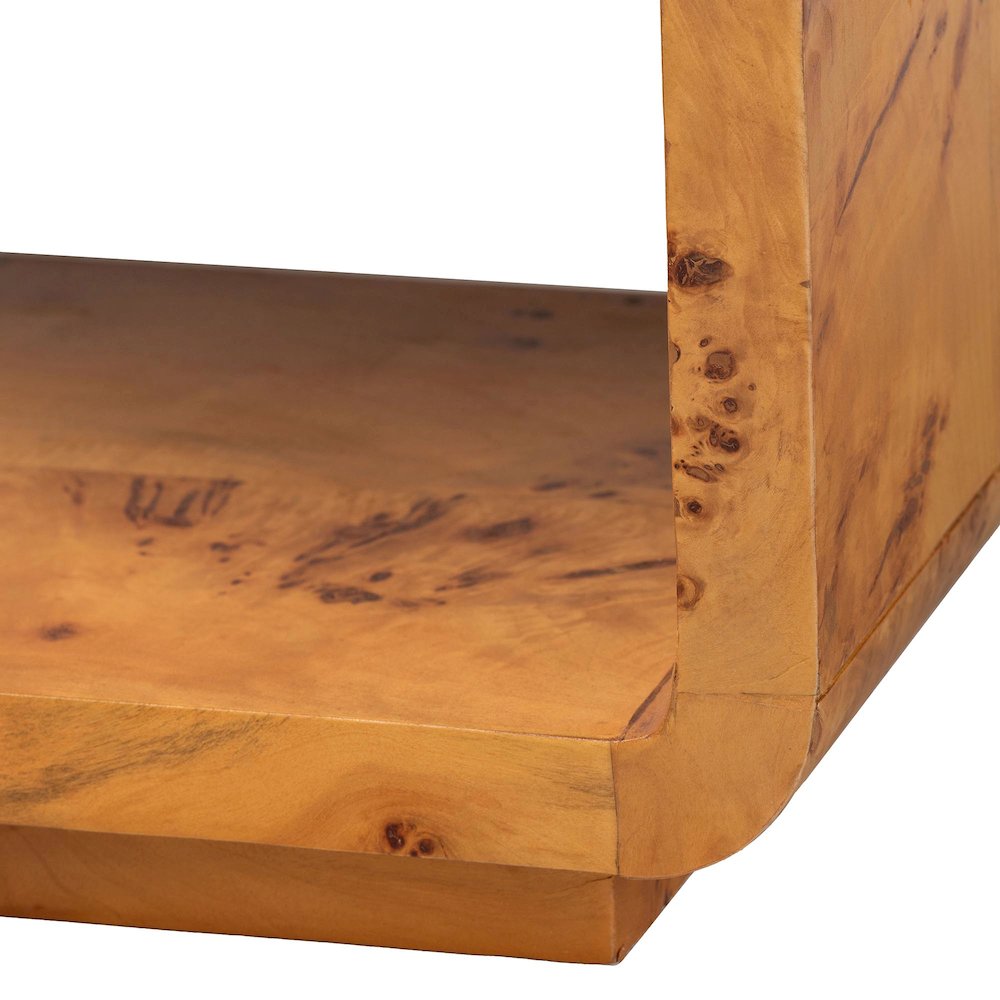 Netra Modern and  Natural Real Burl Wood Console Table. Picture 7