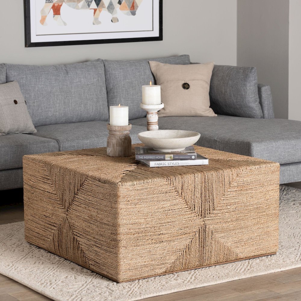 Nakita Japandi Natural Jute Coffee Table. Picture 4