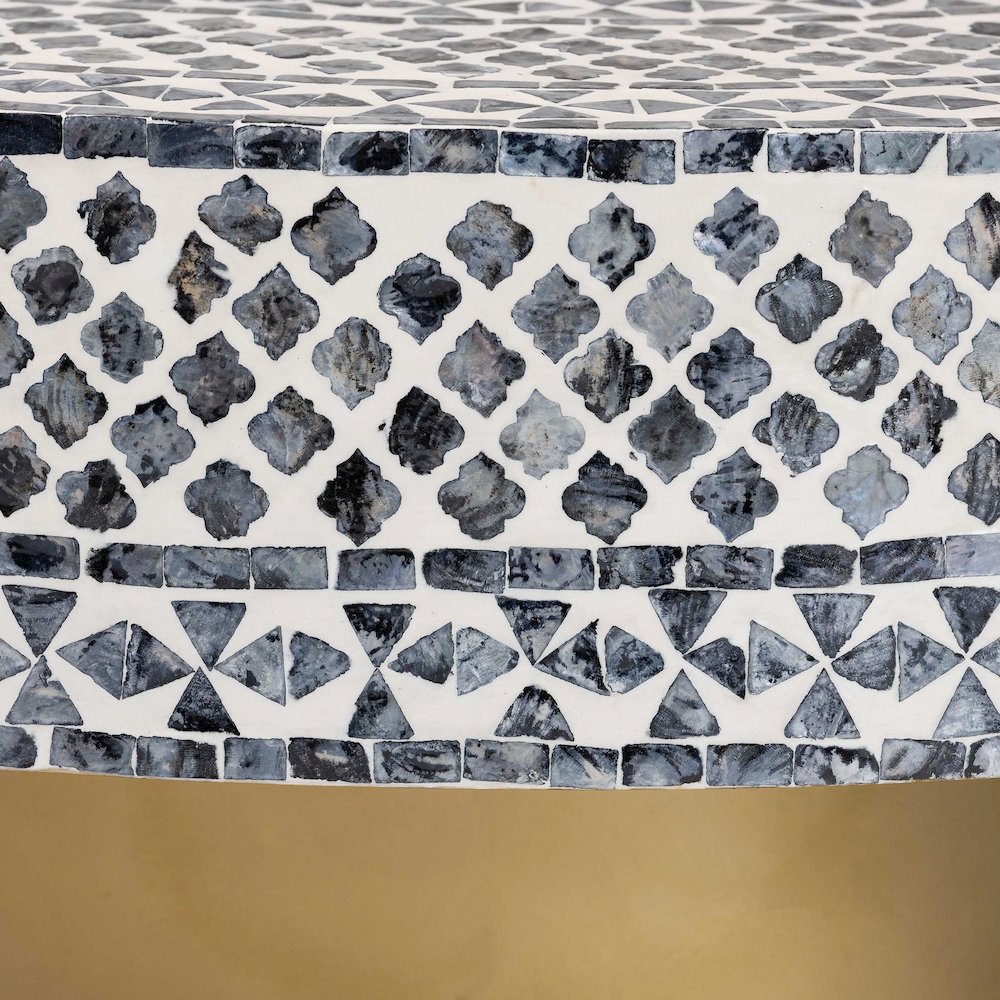 Idra Coastal Black and White Mother of Pearl Capiz Shell Coffee Table. Picture 2