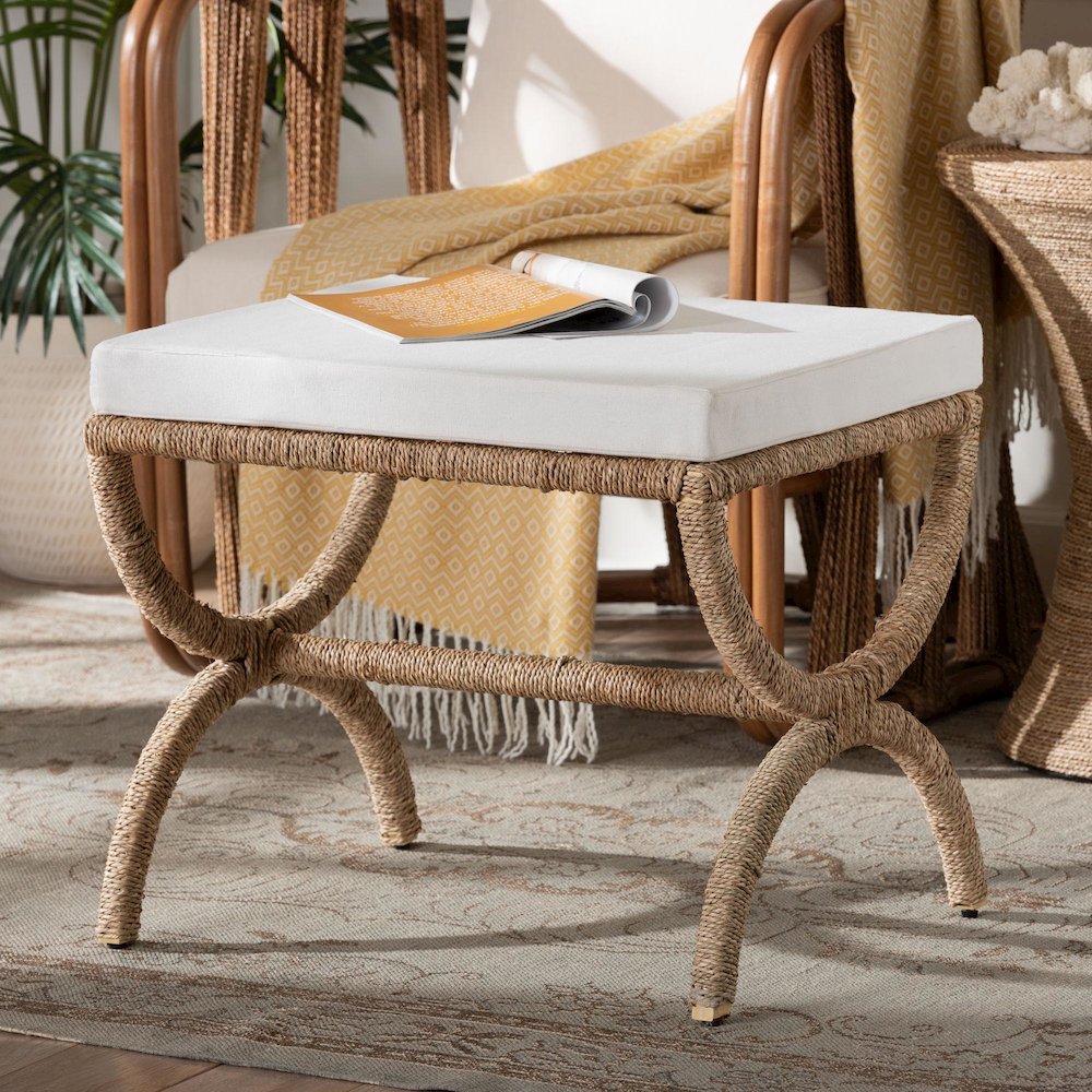 Maliyah Japandi Natural Jute Ottoman. Picture 7