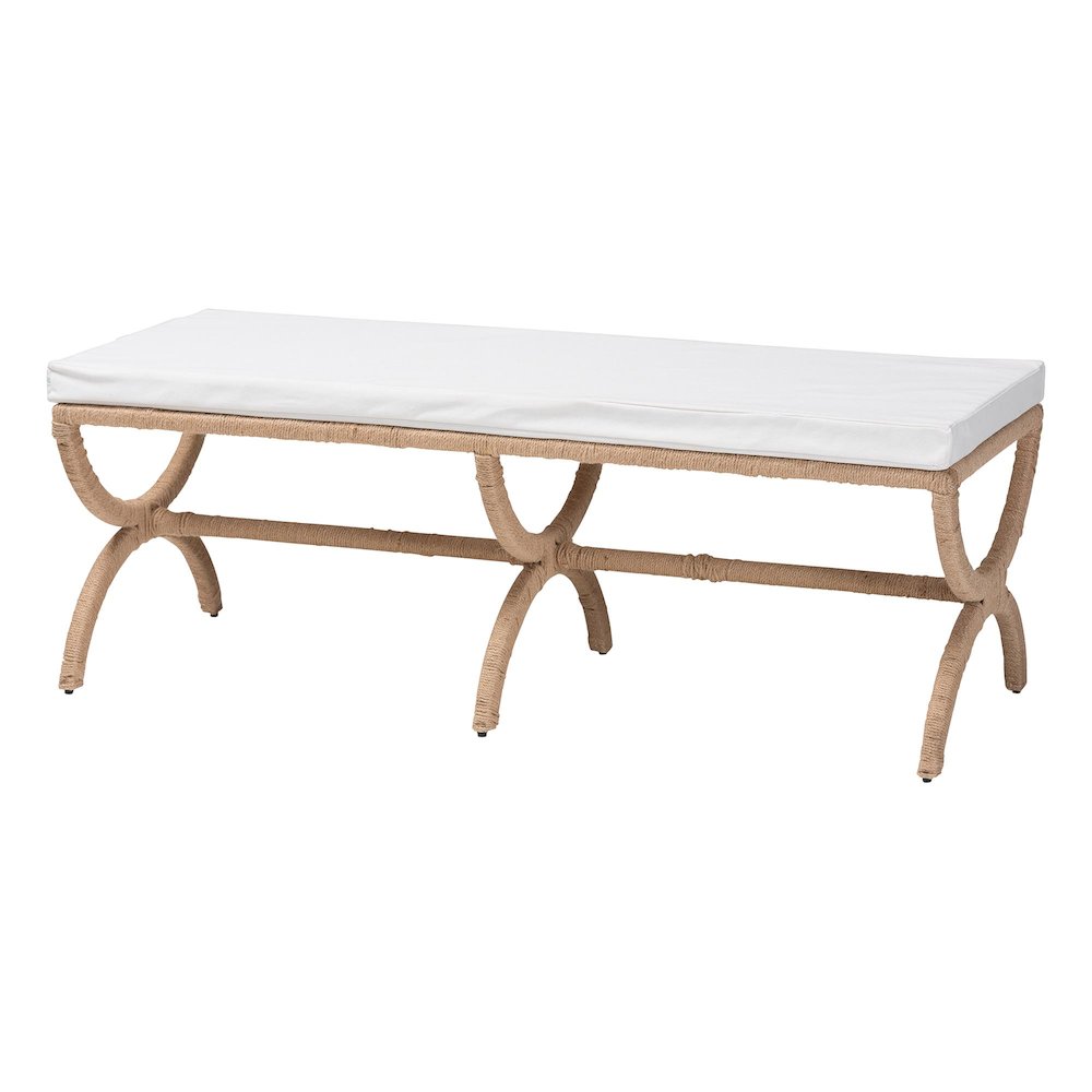 Maliyah Japandi Natural Jute Accent Bench. Picture 1