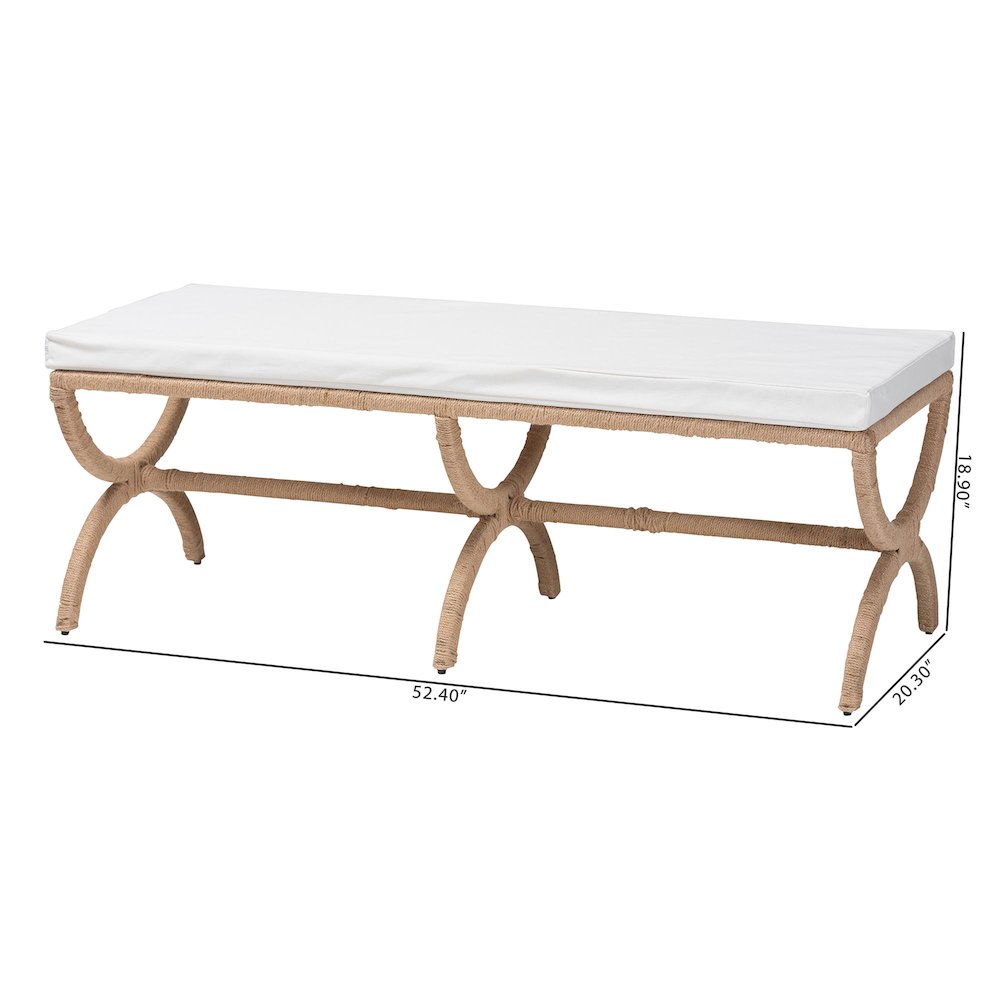Maliyah Japandi Natural Jute Accent Bench. Picture 7