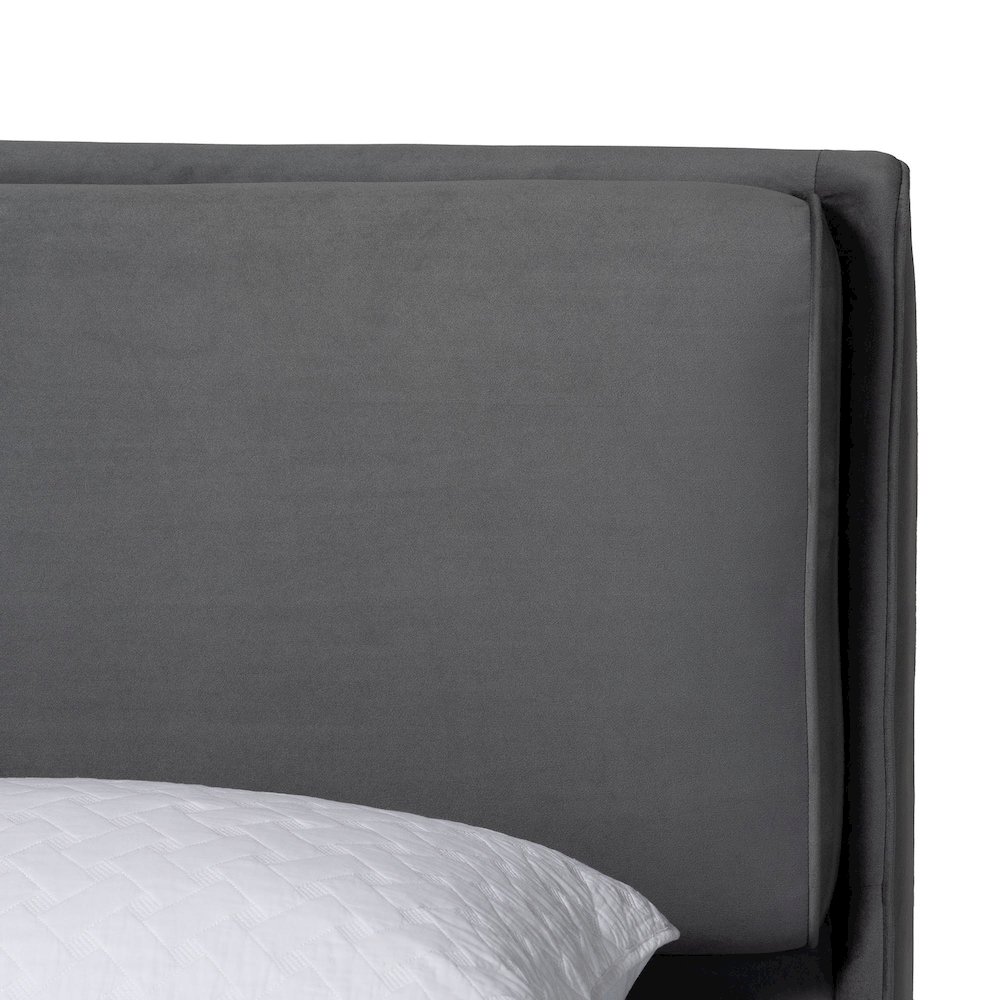 Etienne Modern Slate Grey Velvet Queen Platform Bed. Picture 4