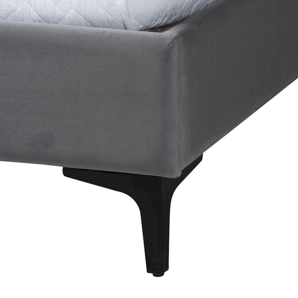Etienne Modern Slate Grey Velvet Queen Platform Bed. Picture 5