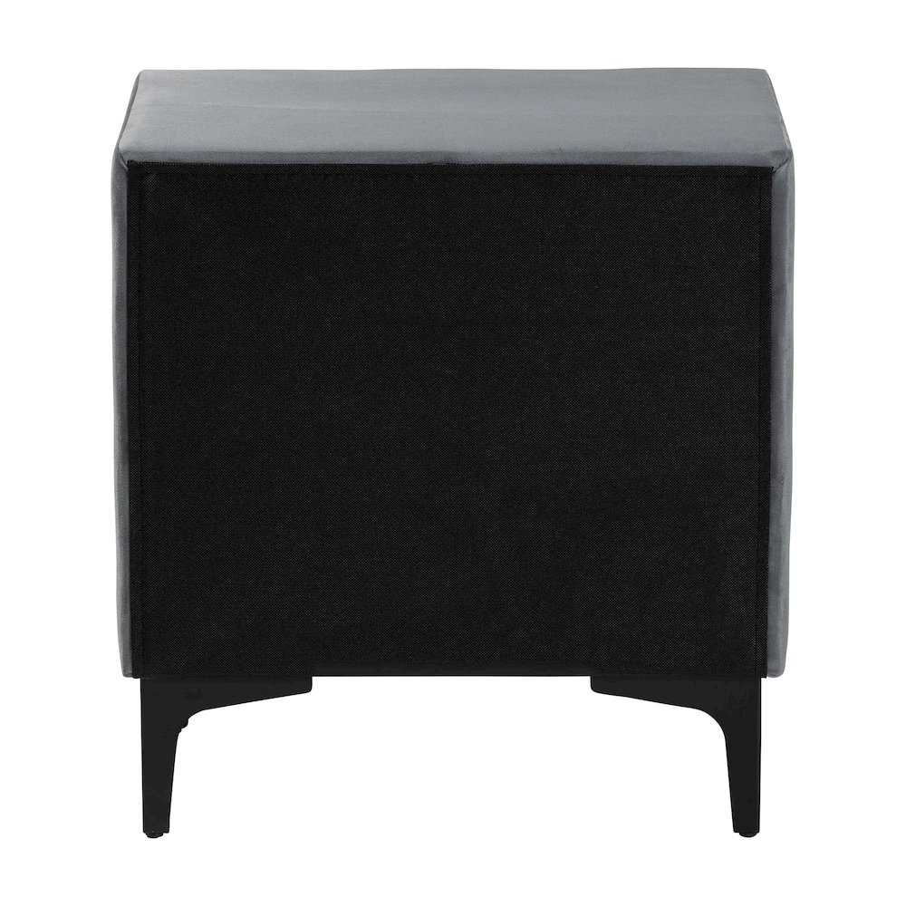 Etienne Modern Slate Grey Velvet 2-Drawer Nightstand. Picture 5