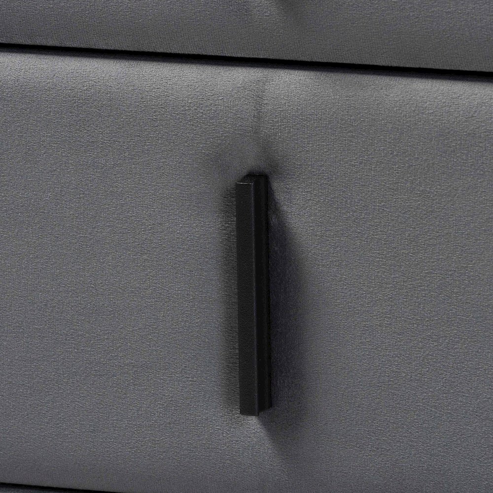 Etienne Modern Slate Grey Velvet 2-Drawer Nightstand. Picture 6