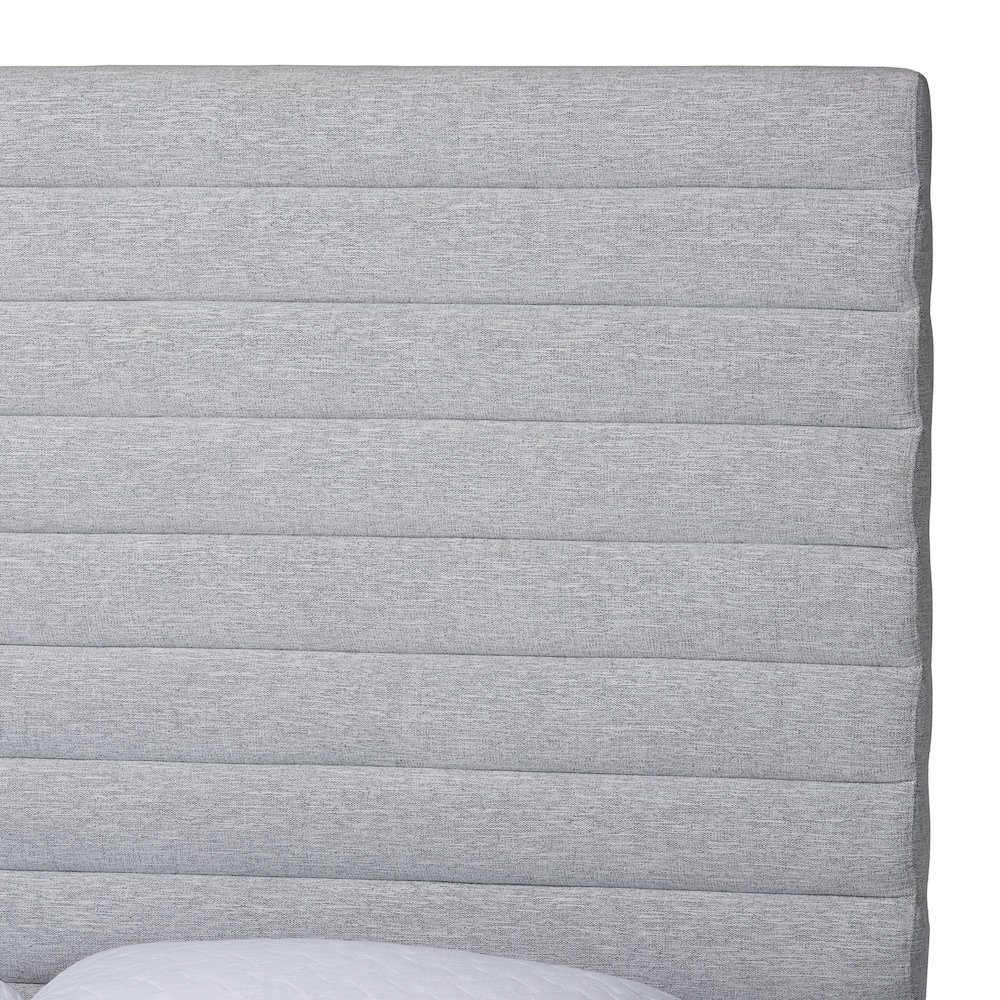 Cadmus Modern Light Grey Channel-Tufted Fabric Queen Platform Bed. Picture 4