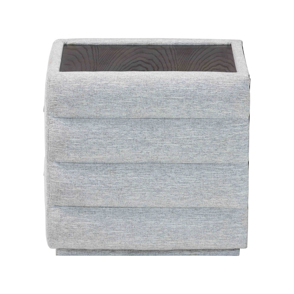 Cadmus Modern Light Grey Channel-Tufted Fabric 2-Drawer Nightstand. Picture 4
