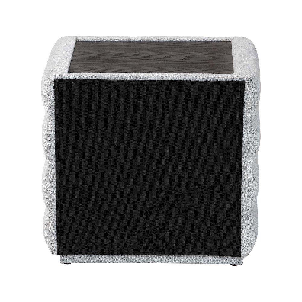 Cadmus Modern Light Grey Channel-Tufted Fabric 2-Drawer Nightstand. Picture 5