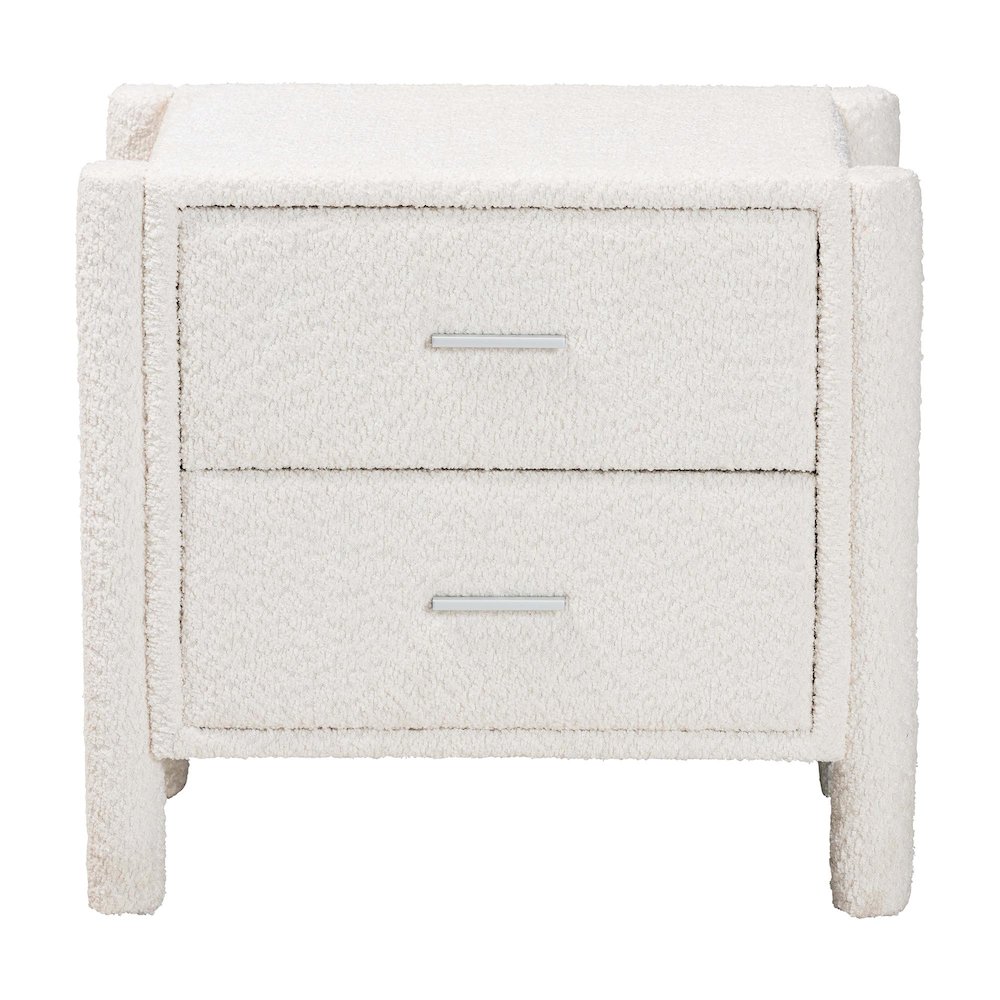 Laria Modern White Teddy-Bear Fabric 2-Drawer Nightstand. Picture 3