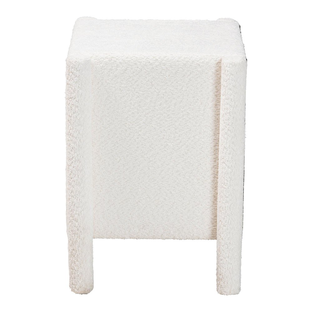 Laria Modern White Teddy-Bear Fabric 2-Drawer Nightstand. Picture 4