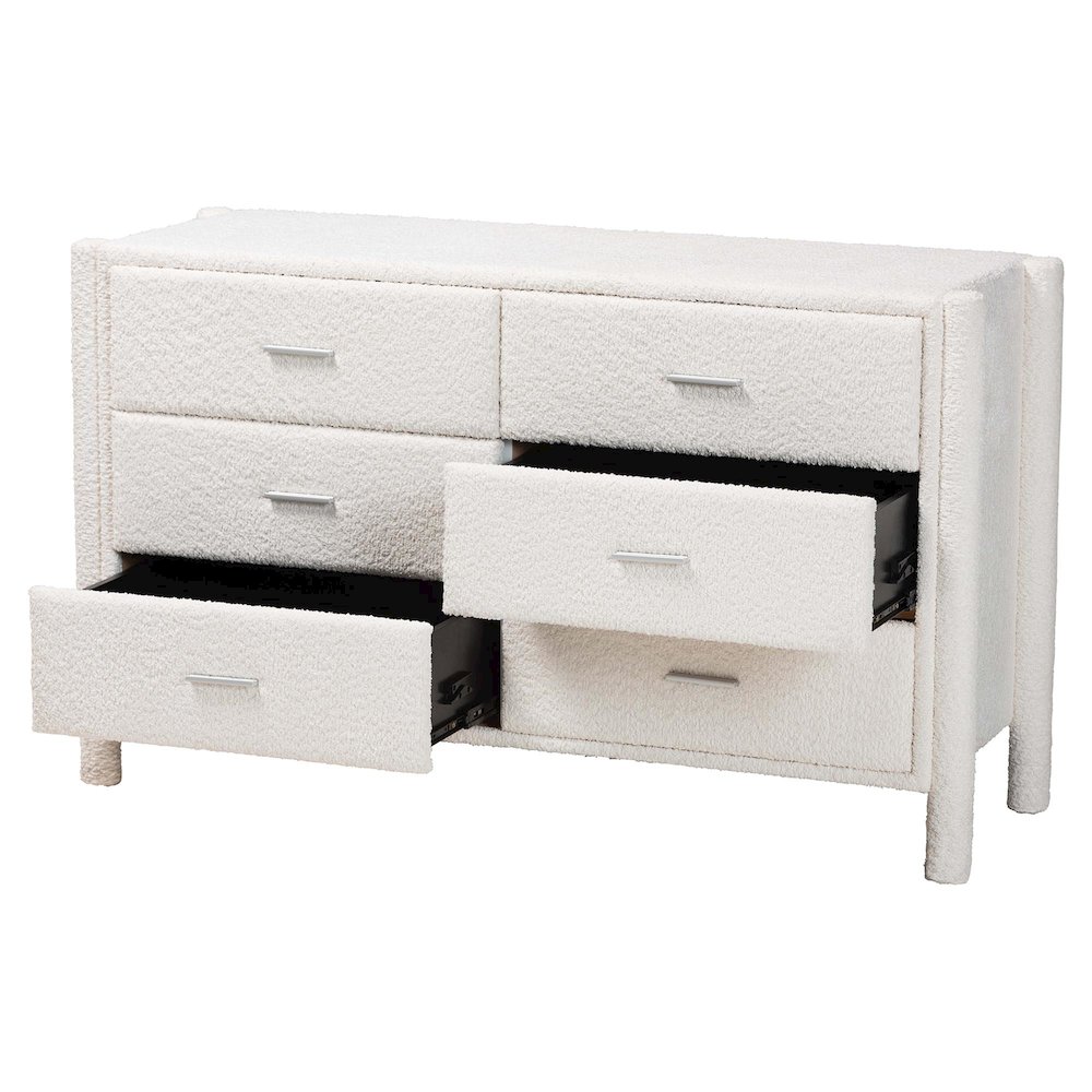 Laria Modern White Teddy-Bear Fabric 6-Drawer Dresser. Picture 2