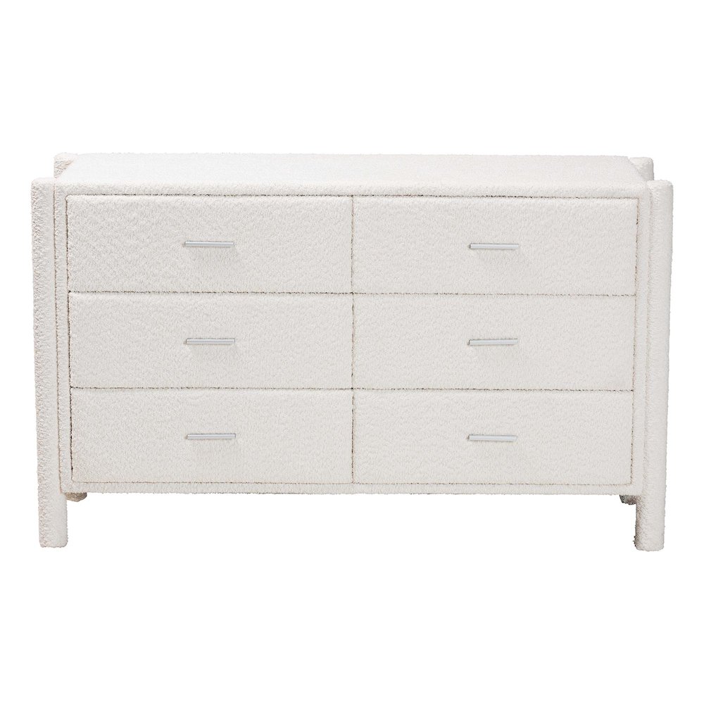 Laria Modern White Teddy-Bear Fabric 6-Drawer Dresser. Picture 3