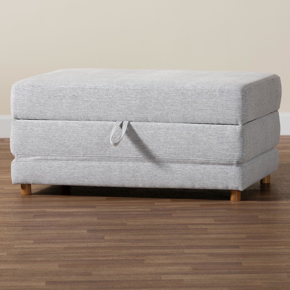 Sabriel Modern Light Grey Fabric Convertible Sleeper Ottoman. Picture 11