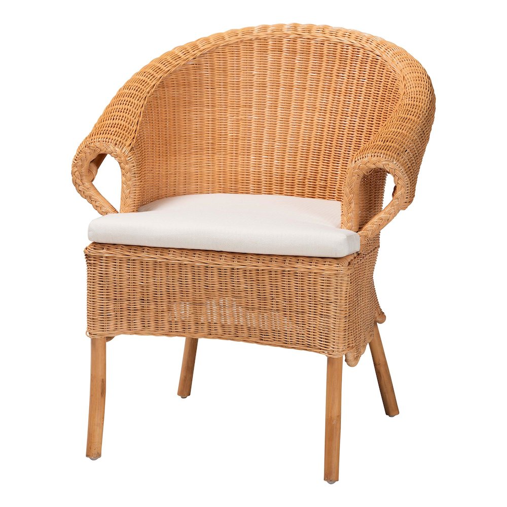 Tamara Bohemian Braided Honey Rattan Dining Chair. Picture 1