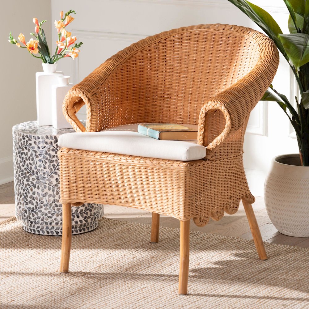 Tamara Bohemian Braided Honey Rattan Dining Chair. Picture 8