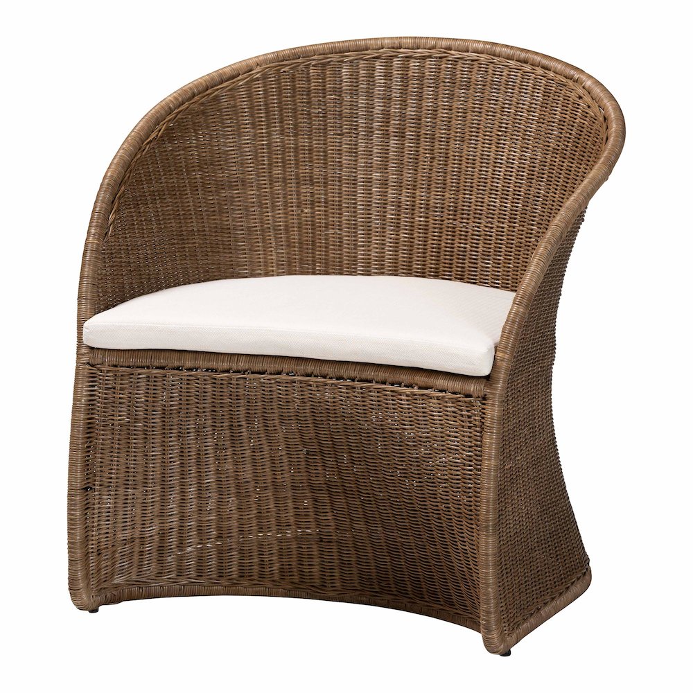 Kintamani Bohemian Greywashed Rattan Accent Chair. Picture 1