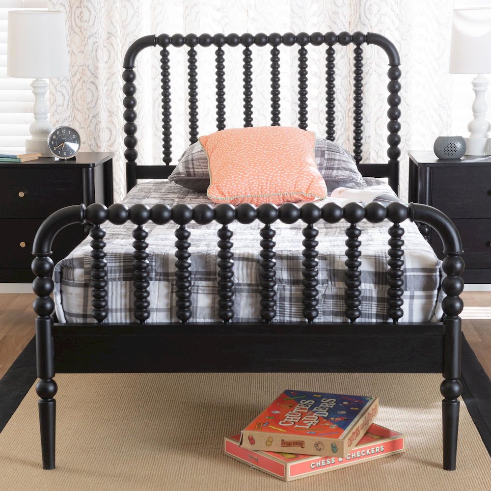 Lucera Mid-Century Black Twin Size Bobbin Bed. Picture 7