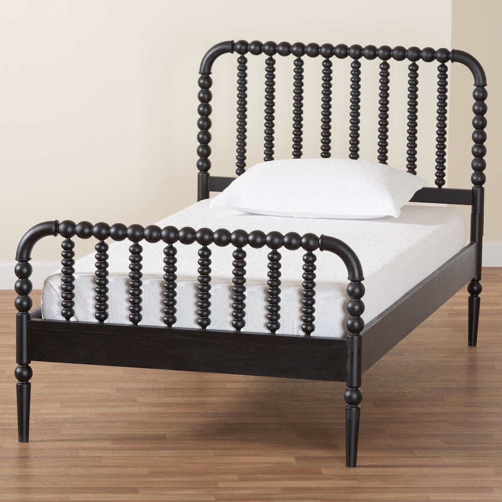 Lucera Mid-Century Black Twin Size Bobbin Bed. Picture 8