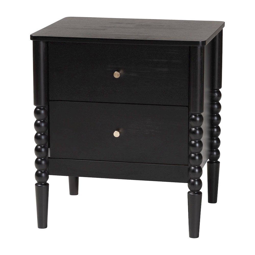 Lucera Mid-Century Black Twin Size 5-Piece Bobbin Bedroom Set. Picture 4