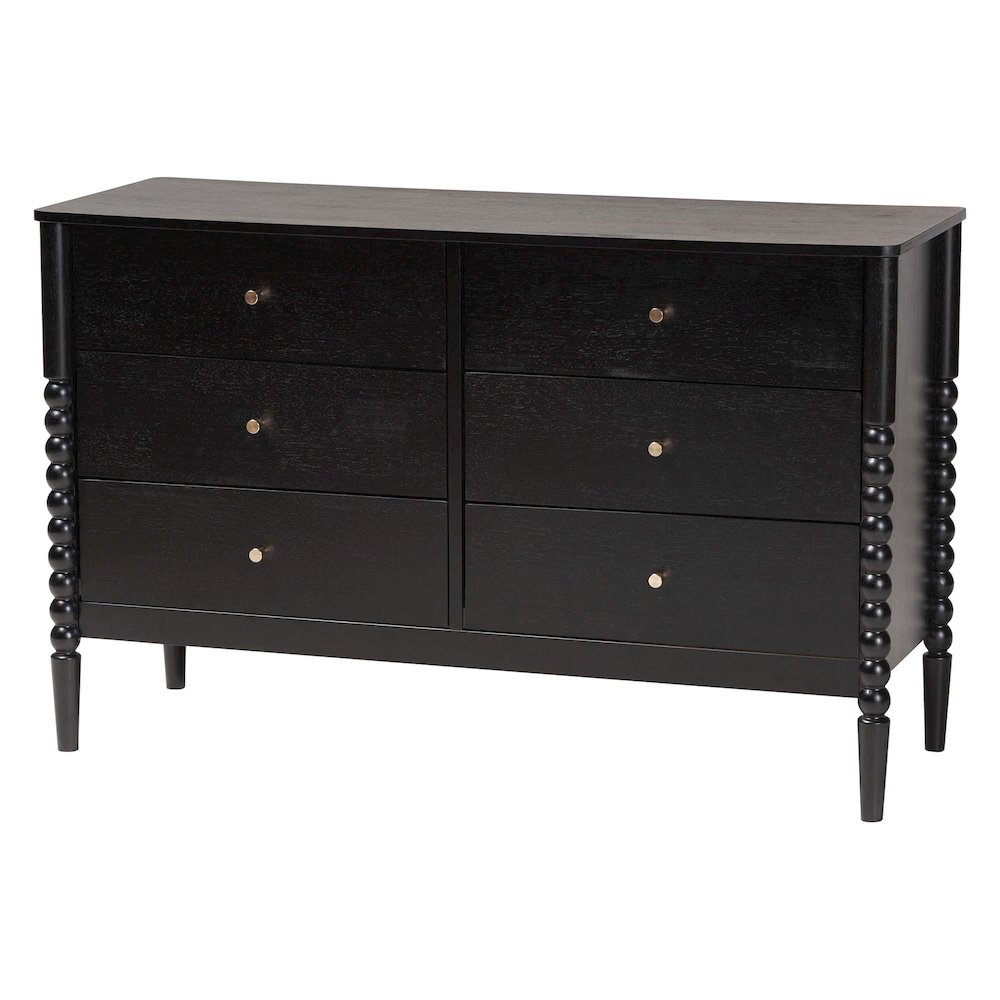 Lucera Mid-Century Black Twin Size 5-Piece Bobbin Bedroom Set. Picture 6