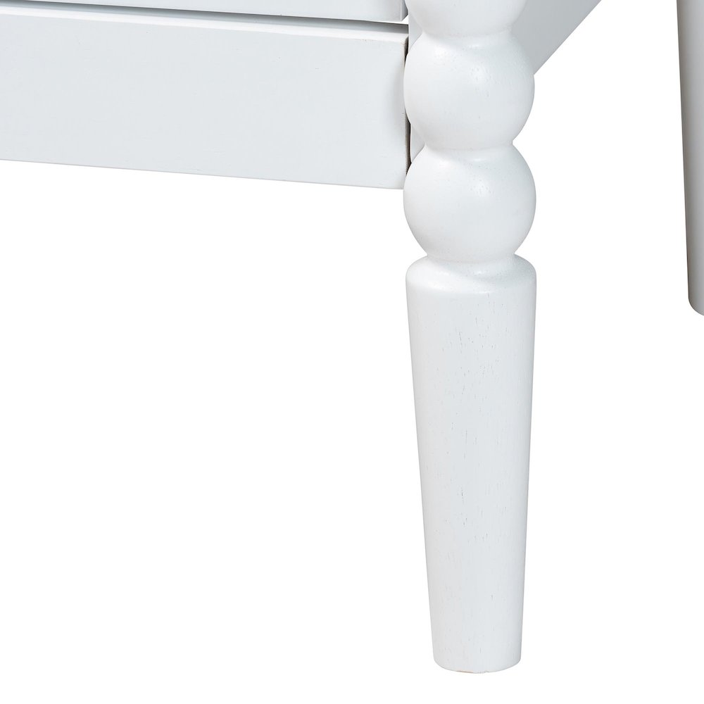 Lucera Mid-Century White Twin Size 3-Piece Bobbin Bedroom Set. Picture 6