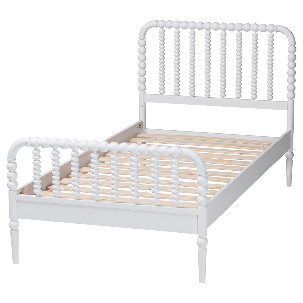 Lucera Mid-Century White Twin Size Bobbin Bed. Picture 3