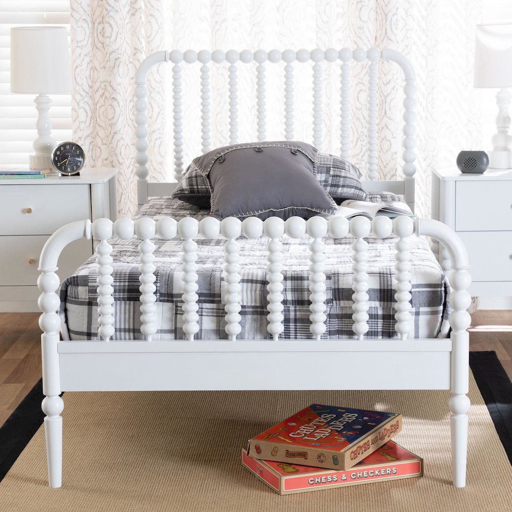 Lucera Mid-Century White Twin Size Bobbin Bed. Picture 7