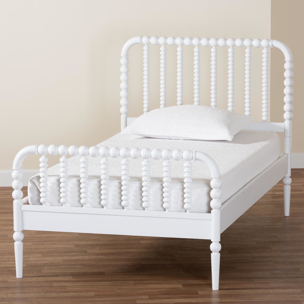 Lucera Mid-Century White Twin Size Bobbin Bed. Picture 8