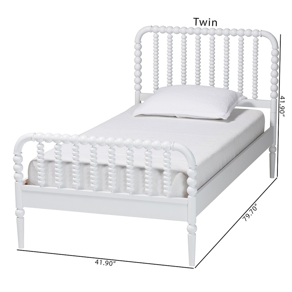Lucera Mid-Century White Twin Size Bobbin Bed. Picture 9