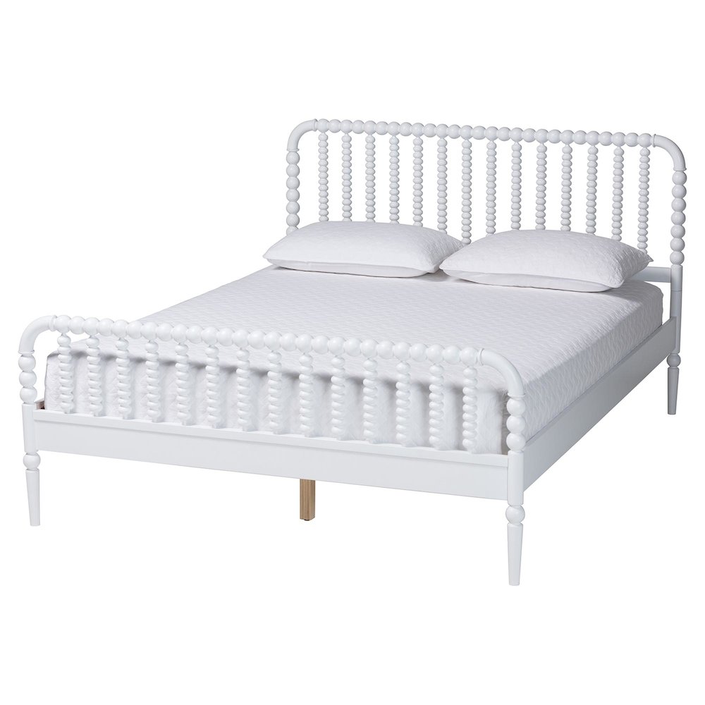 Lucera Mid-Century White Full Size Bobbin Bed. Picture 1