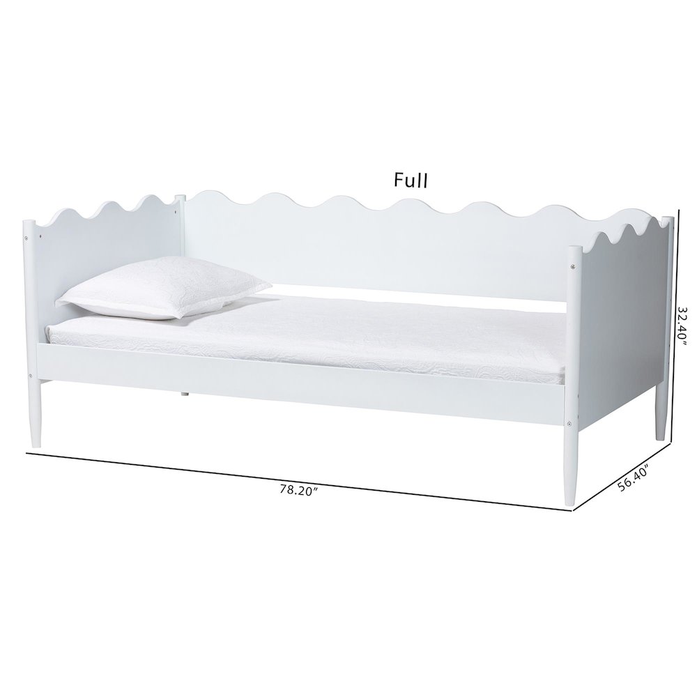 Malaya Modern White Wood Twin Daybed with Scalloped Edges. Picture 10