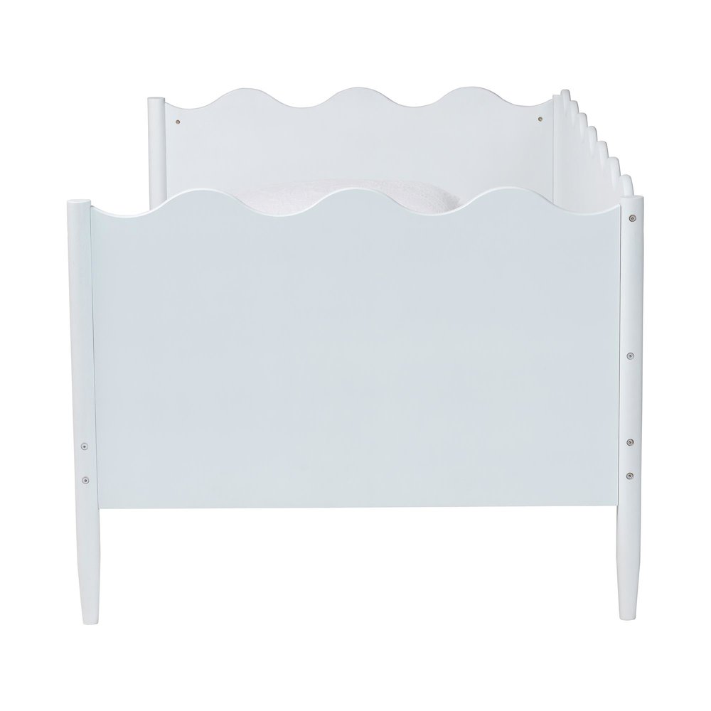 Malaya Modern White Wood Twin Daybed with Scalloped Edges. Picture 2