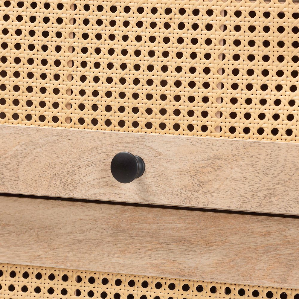 Studio Malcolm Mid-Century Modern Oak Brown Wood Shoe Cabinet with Flipper Doors. Picture 5