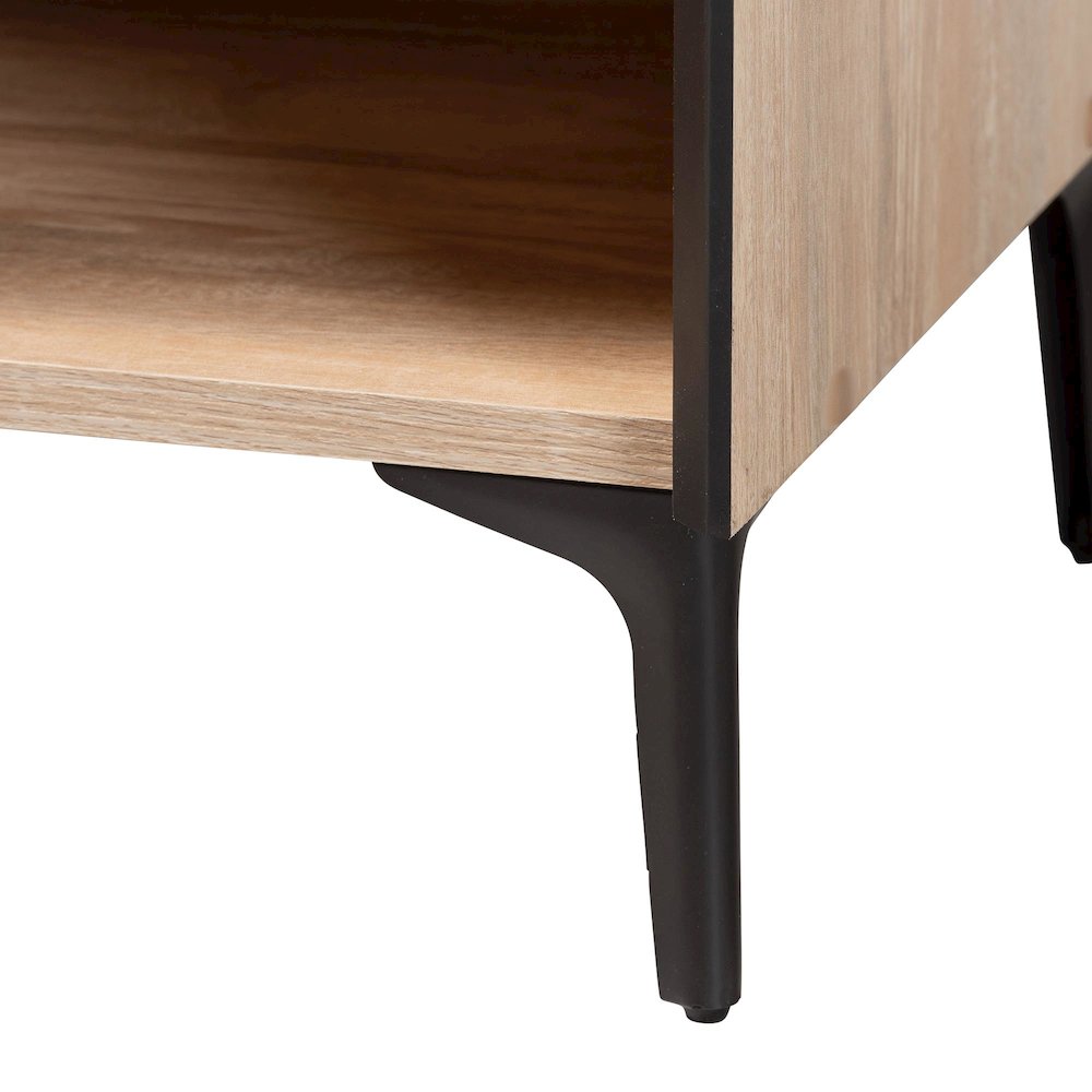 Studio Malcolm Mid-Century Modern Oak Brown Wood Shoe Cabinet with Flipper Doors. Picture 6