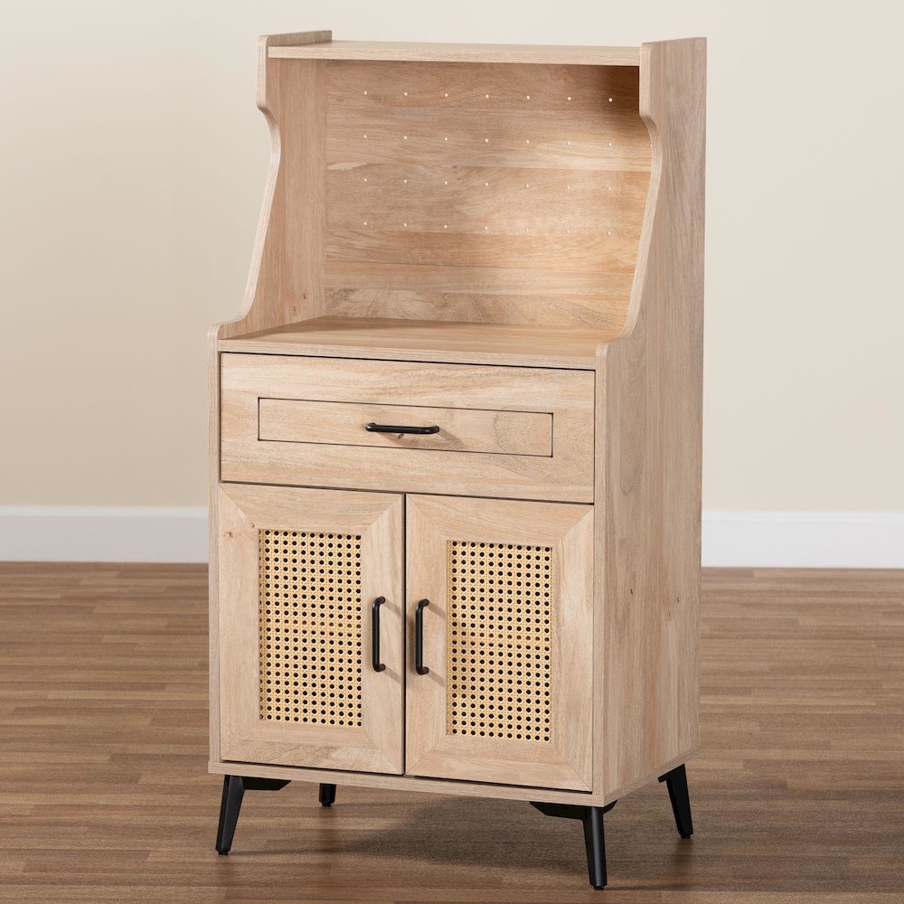 Studio Pavone Mid-Century Modern Oak Brown Wood Kitchen Cabinet. Picture 10
