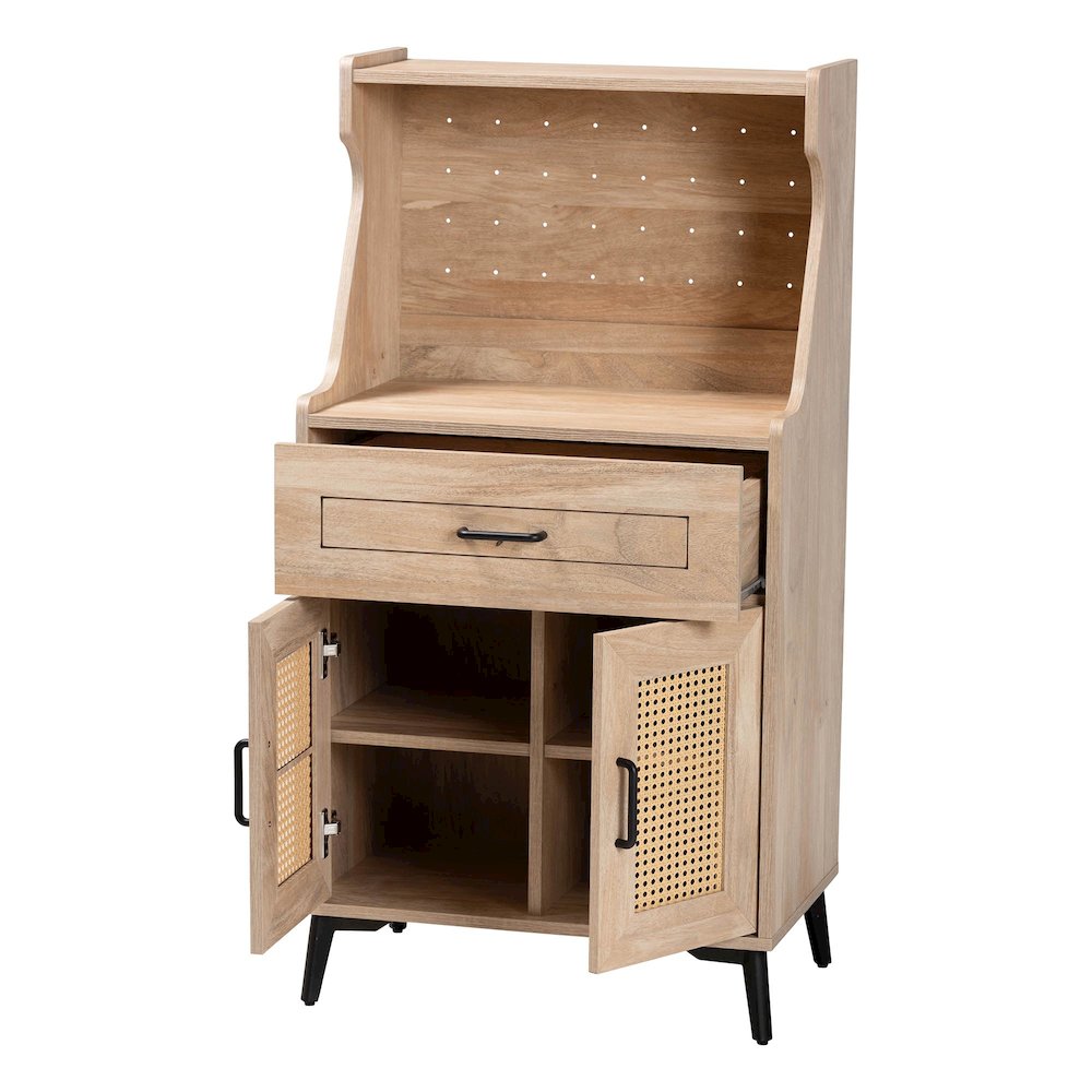 Studio Pavone Mid-Century Modern Oak Brown Wood Kitchen Cabinet. Picture 2